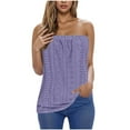 thumbnail image 1 of Otntypg Women's Crochet Tube Tops Cute Summer Solid Color Bandeau Tank Casual Strapless Blouse Off The Shoulder Tunic Shirts Purple#01 XL, 1 of 6