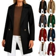 thumbnail image 1 of Otntypg Women's Notched Lapel Wool Coat Single Breasted Mid-Long Pea Coats Winter Wool Blend Thicken Warm Blazer Jacket Outwear Wine M, 1 of 6