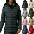 thumbnail image 1 of Otntypg Women's Quilted Down Coat Lightweight Casual Full Zip up Waterproof Warm Thicken Warm Flannel Lined with Detachable Hood Windproof Winter Puffer Jacket with Pockets Gray M, 1 of 10