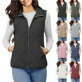 thumbnail image 1 of Otntypg Women's Quilted Vest Fall Winter Lightweight Casual Stand Collar Full Zip up Padded Gilet Sleeveless Down Jackets Coats Outwear with Pockets Gray XXL, 1 of 8