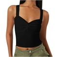 thumbnail image 1 of Otntypg Women’s Sleeveless Slim Crop Tank Top Sexy Pleated Bustier Sweetheart Neck Strappy Slits Cropped Vest Cami Tops Black S, 1 of 8
