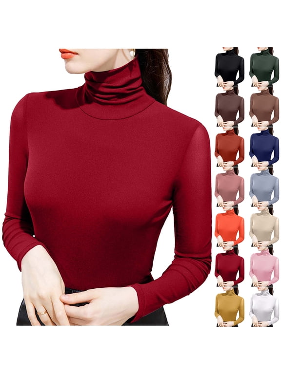 Women's Soft Long Sleeve High Neck Sheer Mesh Tops Stretch Pullover Baselayer Fitted Undershirts Lightweight Slim Trendy Thermal Shirts Coffee XXL