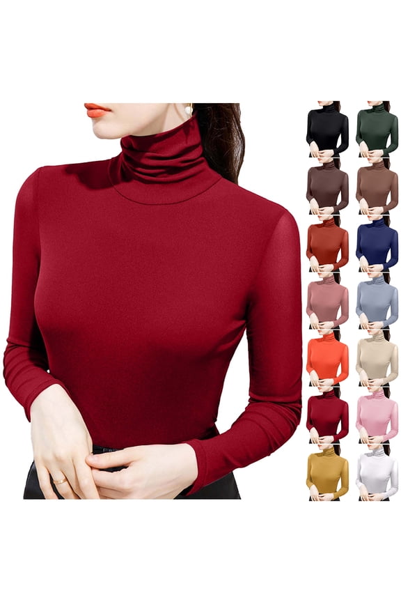 Women's Soft Long Sleeve High Neck Sheer Mesh Tops Stretch Pullover Baselayer Fitted Undershirts Lightweight Slim Trendy Thermal Shirts Coffee XXL