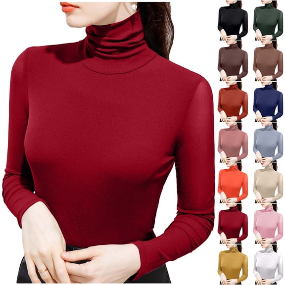 Otntypg Women's Soft Long Sleeve High Neck Sheer Mesh Tops Stretch Pullover Baselayer Fitted Undershirts Lightweight Slim Trendy Thermal Shirts Gray L