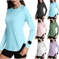 thumbnail image 1 of Otntypg Women's Sun Shirts UPF 50+ Long Sleeve UV Protection Basic Crewneck Shirt Side Slit Rash Guard Lightweight Quick Dry SPF Workout Hiking Tops Light Blue XL, 1 of 7