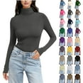 thumbnail image 1 of Otntypg Women's Turtleneck Long Sleeve Shirts Fall Fashion Basic Slim Fit Solid Color Thermal Layering Underwear Tops Winter Warm Clothes Brown S, 1 of 8