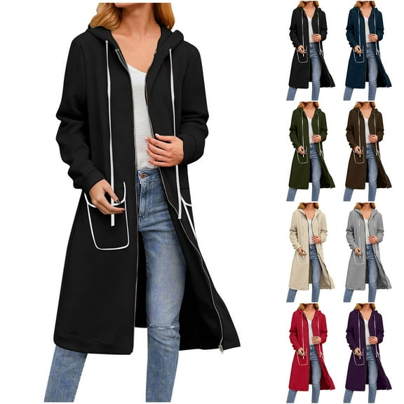 Otntypg Women's Zip Up Hoodies Drawstring Long Sleeve Fall Tunic Hooded Sweatshirt Loose Oversized Fleece Jacket with Pockets Fall Cardigan Outwear Coats 2025 Purple XXL