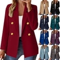 thumbnail image 1 of Otntypg Womens Casual Blazer Jacket Gold Button Double Breasted Long Sleeve Office Suit Jackets Work Outfits Lapel Open Front Jacket Navy M, 1 of 6