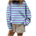 thumbnail image 1 of Otntypg Womens Casual Striped Sweatshirts Lightweight Fall Long Sleeve Basic Crewneck Pullover Tops Loose Basic Athletic Workout T-Shirts Sky Blue L, 1 of 5