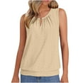 thumbnail image 1 of Otntypg Womens Eyelet Tank Tops Casual Sleeveless Keyhole V Neck Tank Tops Summer Cutout Tops for Women 2025 Eyelet Embroidered Loose Fit T-Shirts Khaki XL, 1 of 10