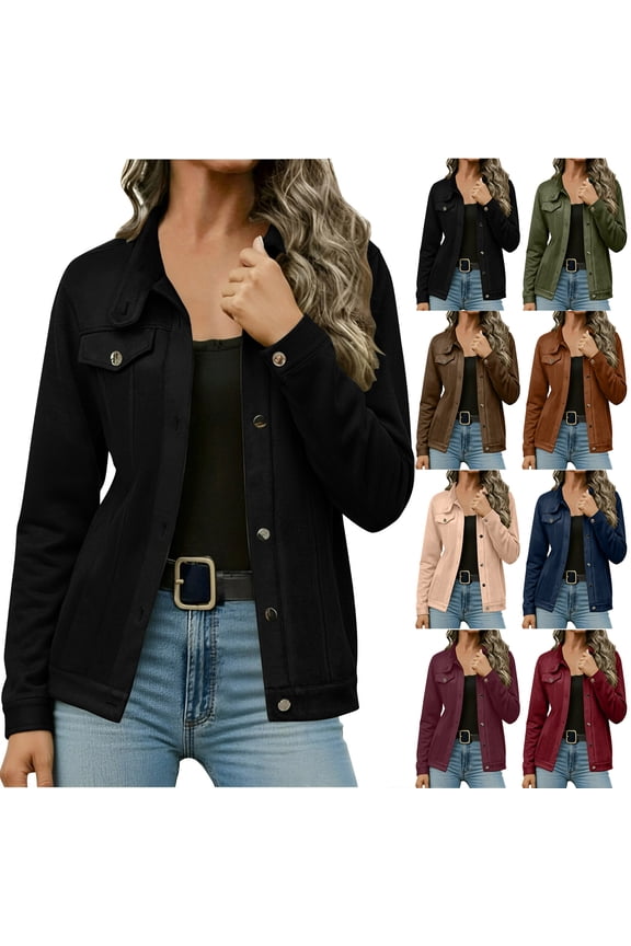 Womens Fashion Faux Suede Jackets Fall Spring Button Down Shacket Jackets Tops Trendy Lightweight Long Sleeve Outwear Shirts Navy XL