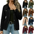 thumbnail image 1 of Otntypg Womens Fashion Faux Suede Jackets Fall Spring Button Down Shacket Jackets Tops Trendy Lightweight Long Sleeve Outwear Shirts Wine L, 1 of 10
