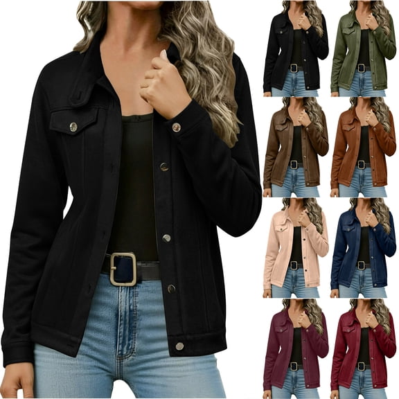 Otntypg Womens Fashion Faux Suede Jackets Fall Spring Button Down Shacket Jackets Tops Trendy Lightweight Long Sleeve Outwear Shirts Wine L