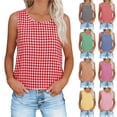thumbnail image 1 of Otntypg Womens Gingham Crop Tank Tops Fashion Spring Summer Sleeveless Suspender Round Neck Plaid Vest Top Black XXL, 1 of 10