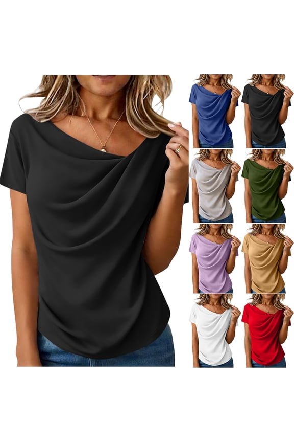 Womens Off The Shoulder Tops Boat Neck Fitted Ruched Short Sleeve Tunic T-Shirt Blouse Summer Trendy Y2K Going Out Shirts Red XXL