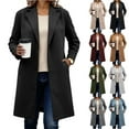 thumbnail image 1 of Otntypg Womens Peacoat Notched Lapel Collar Single-Breasted Trench Coats Loose Casual Thicken Wool Long Work Business Jacket 2025 Fall Winter Outerwear with Pockets Gray XL, 1 of 8