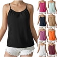 thumbnail image 1 of Otntypg Womens Summer Tank Tops Sleeveless Spaghetti Strap Scoop Neck Casual Pleated Cami Blouse Loose Fit Beach Vacation Flowy Shirts Outfits White S, 1 of 10