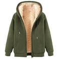 thumbnail image 1 of Otntypg Womens Zip Up Hoodie Heavyweight Fleece Lined Jacket Sherpa Long Sleeve Drawstring Hooded Sweatshirt Plush Thick Warm Winter Fashion Coat for Women Army Green L, 1 of 4