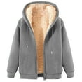 thumbnail image 1 of Otntypg Womens Zip Up Hoodie Heavyweight Fleece Lined Jacket Sherpa Long Sleeve Drawstring Hooded Sweatshirt Plush Thick Warm Winter Fashion Coat for Women Gray S, 1 of 4