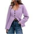 thumbnail image 1 of Otntypg Work Blazers for Women Fashion Fall Long Sleeve Button Down Scoop Neck Baisc Slim Fit Suit Jacket for Casual Busines Purple L, 1 of 7