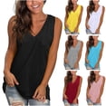 thumbnail image 1 of Otntypg Workout Tank Tops Woman Basic Cami Tanks Casual Solid Color Deep V Neck Sleeveless Tees Vest Loose Flowy Comfy Tunic Blouse Sky Blue L, 1 of 4