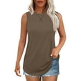 thumbnail image 1 of Otntypg Workout Tank Tops for Women Casual Summer Sleeveless Round Neck Basic Athletic T-Shirts Trendy Oversized Flowy Tunic Blouse Coffee M, 1 of 10