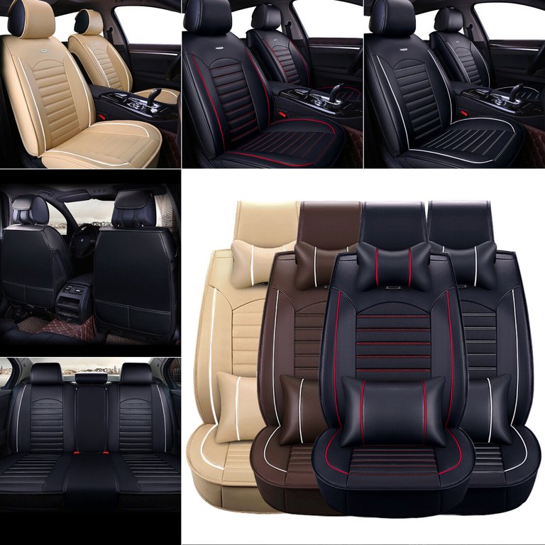 OTOEZ Car Seat Covers Full Set Leather Front and Rear Bench Backrest Seat  Cover Set Universal Fit for Auto Sedan SUV Truck 