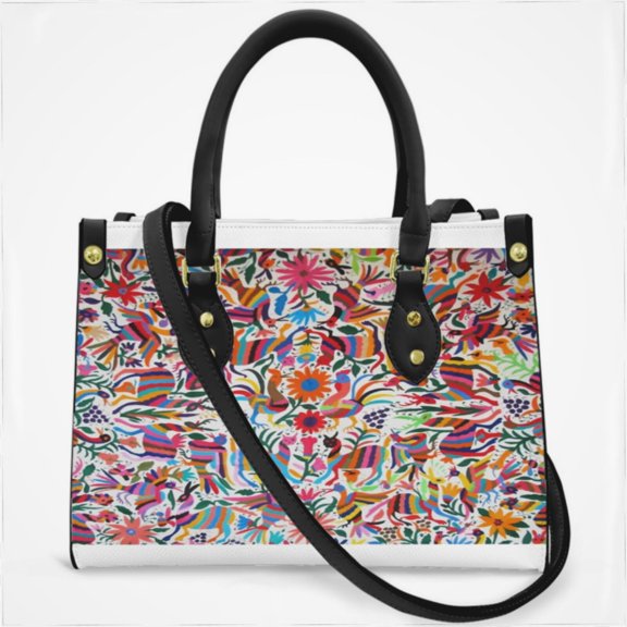 Otomi Fabric Mexico Art Cross Body Bags For Women Small Leather Female Handbags Fashion Top-Handle Totes