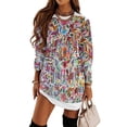 thumbnail image 1 of Otomi Fabric Mexico Art Loose Dress Evening Dress Summer Dresses for Women Luxury Dress Long Sleeved Dress, 1 of 4