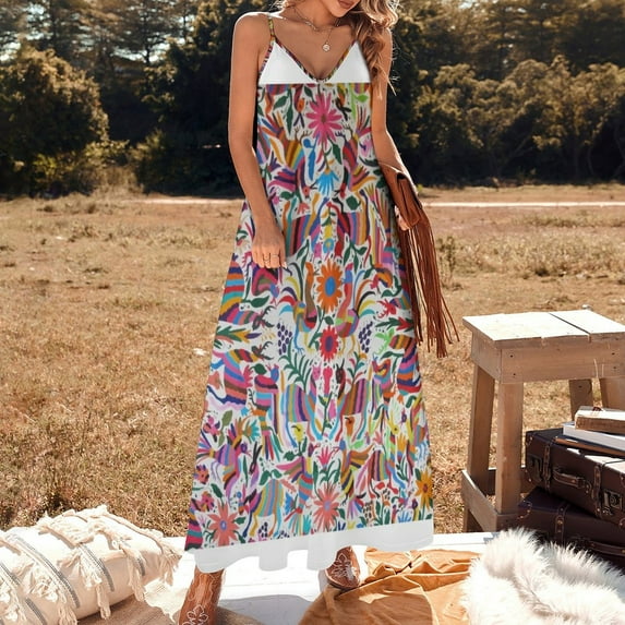 Otomi fabric Mexico art Sleeveless Dress prom dress summer dresses women
