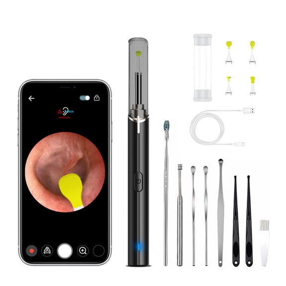 Otoscope,Adjustable Temperature Ear Portable Picker Ear Otoscope Portable Visual Otoscope Tool Kids Visual Ear Leds Portable Camera Tool Ear Tool Camera Ear Otoscope Leds Black