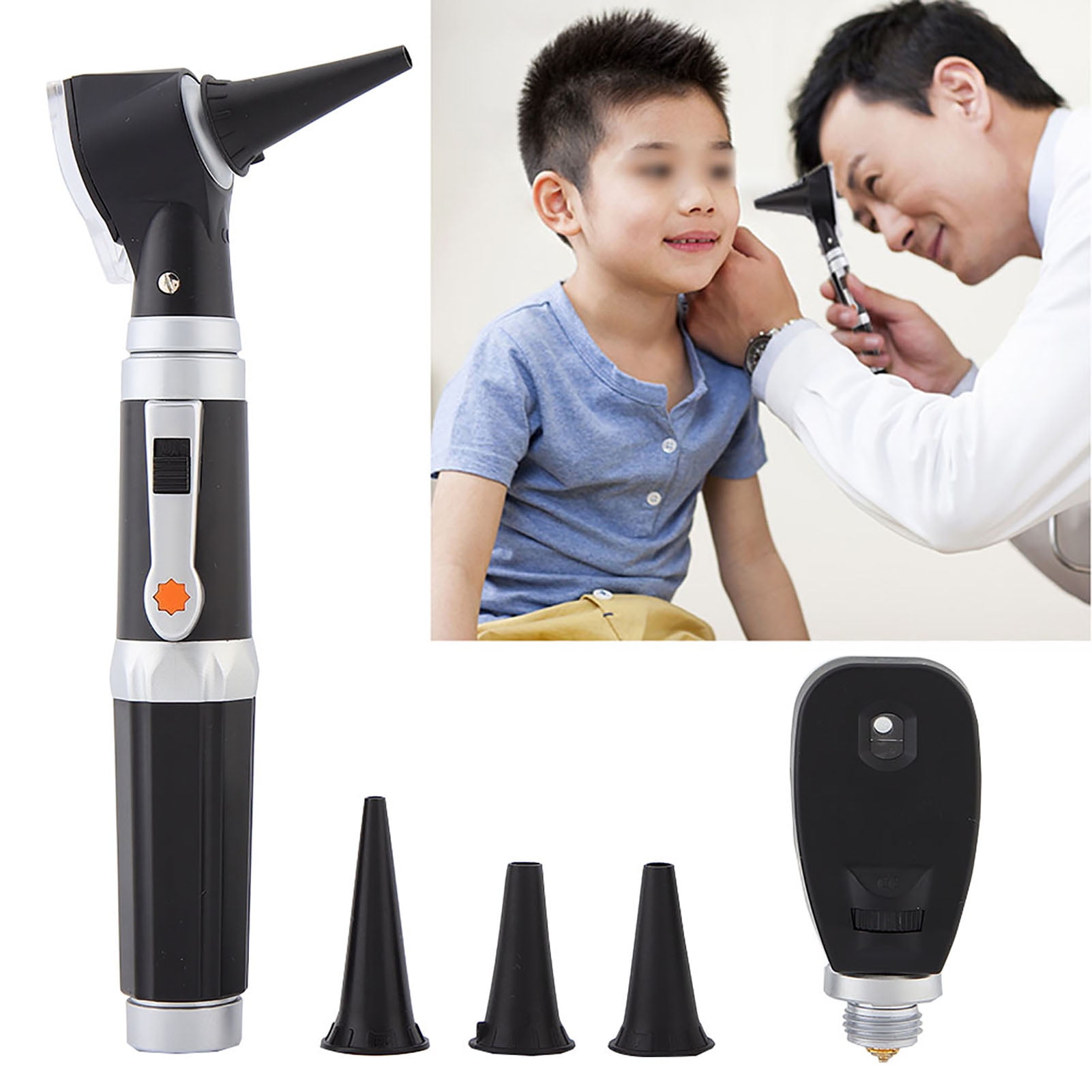 Otoscope, Professional Fiber Optic Otoscope+ophthalmoscope Kit Led