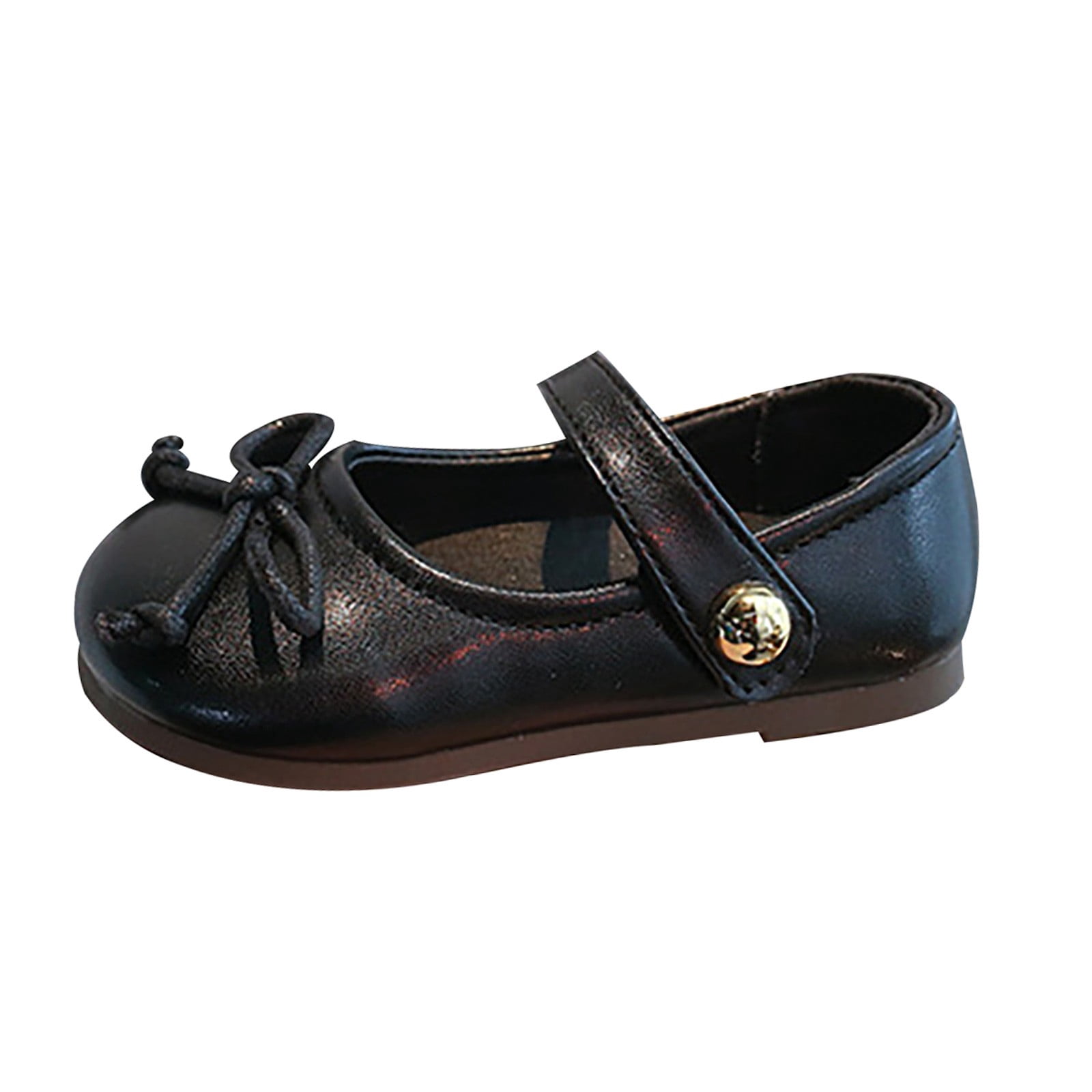 Otqutp 0-13Years Girls Elastic Band Single Shoes Bowknot First Shoes Buckle Strap Toddler Soft Bottom Breathable Princess Shoes Dress Shoes School Shoes(Black,2-2.5 Years)