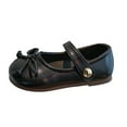 thumbnail image 1 of Otqutp 0-13Years Girls Elastic Band Single Shoes Bowknot First Shoes Buckle Strap Toddler Soft Bottom Breathable Princess Shoes Dress Shoes School Shoes(Black,2.5-3 Years), 1 of 1