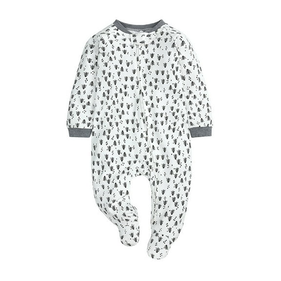Otqutp 0-18 Months Baby Boys Girls Long Sleeve Winter Cute Fashion Prints Jumpsuit Romper Footed Pajamas Warm Spring Outfit Clothes(Dark Gray-1,12-18 Months)