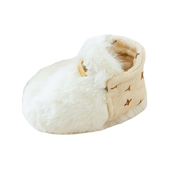 Otqutp 0-18 Months Cute Animal Decoration Warm Toddler Baby Shoes Winter Toddler Shoes Boys Girls Baby Shoes Soft Sole Slip On Shoes (White,6-12 Months)