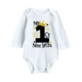 thumbnail image 1 of Otqutp 0-18 Months Toddler Casual Bodysuits Western Baby Girls Boys Long Sleeve Sweatshirt Romper New Year Printed Bodysuit Long Sleeve Outfits(c-White,3-6 Months), 1 of 1