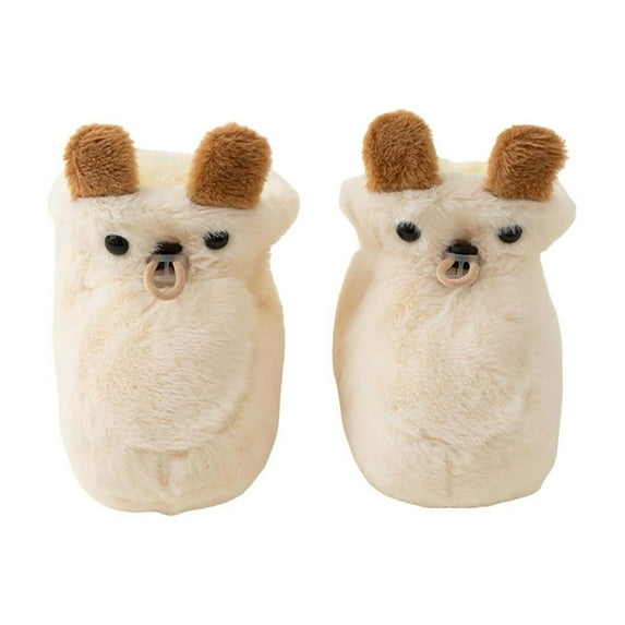 Otqutp 0-18 Months Winter Toddler Shoes Boys Girls Baby Shoes Soft Sole Slip On Shoes Cute Animal Decoration Warm Toddler Baby Shoes(Beige,0-6 Months)