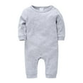thumbnail image 1 of Otqutp 0-24 Months Baby Boys and Girls Plain Fashion Cotton Short Sleeve Children's Clothes Solid Color Crewneck T-Shirt Bodysuit Tops(B-Grey,12-18 Months ), 1 of 7