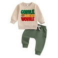 thumbnail image 1 of Otqutp 0-3 Years Toddler Baby Boy Warm Clothes Thanksgiving Outfit Letter Print Long Sleeve Sweatshirts and Jogger Pants Set(A,2-3 Years), 1 of 8