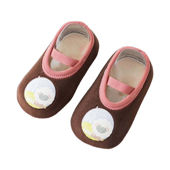 Otqutp 0-3 Years Winter Toddler Shoes Boys Girls Baby Shoes Soft Sole Slip On Shoes Cute Animal Decoration Warm Toddler Baby Shoes(Brown,3-6 Months)