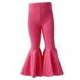 thumbnail image 1 of Otqutp 0-6 Years Kids Girls Breathable Overalls Stretch School Children's Leggings Stretch Cotton Hem Pants Oversized Flare Pants Solid Color Wide Leg Trousers(Hot Pink-A,3-4 Years), 1 of 1