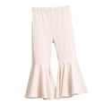 thumbnail image 1 of Otqutp Children's Girls Leggings Stretch Cotton Hem Pants High Waisted Yoga Dance Flare Pants Solid Color Flare Leggings Kids Bell Bottoms (b-Beige,4-5 Years), 1 of 3