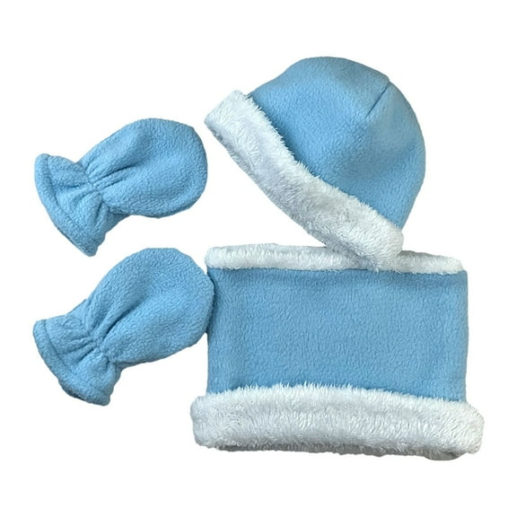 Otqutp 0-6Months Toddler Winter Hats Baby Mittens Gloves Neck Warmer Baby Winter Hat Kids Winter Hat Gloves Scarf Set for Boys Girls(Blue,One Size)