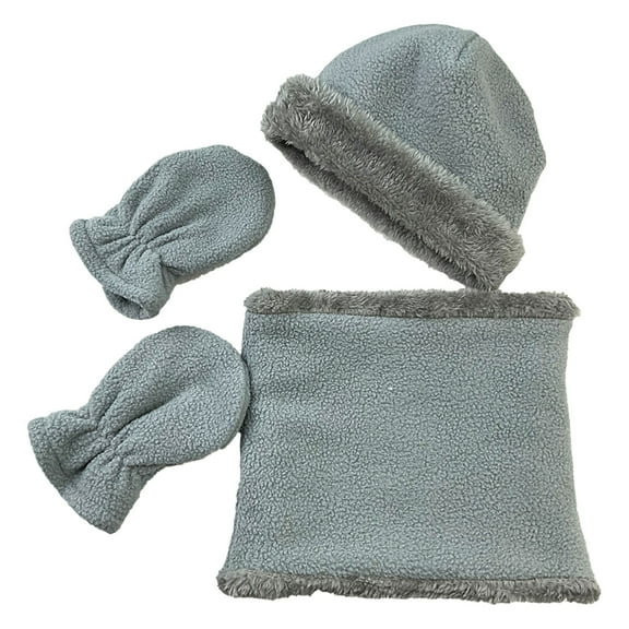 Otqutp 0-6Months Toddler Winter Hats Baby Mittens Gloves Neck Warmer Baby Winter Hat Kids Winter Hat Gloves Scarf Set for Boys Girls(Grey,One Size)