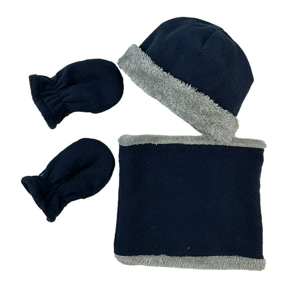 Otqutp 0-6Months Toddler Winter Hats Baby Mittens Gloves Neck Warmer Baby Winter Hat Kids Winter Hat Gloves Scarf Set for Boys Girls(Navy,One Size)