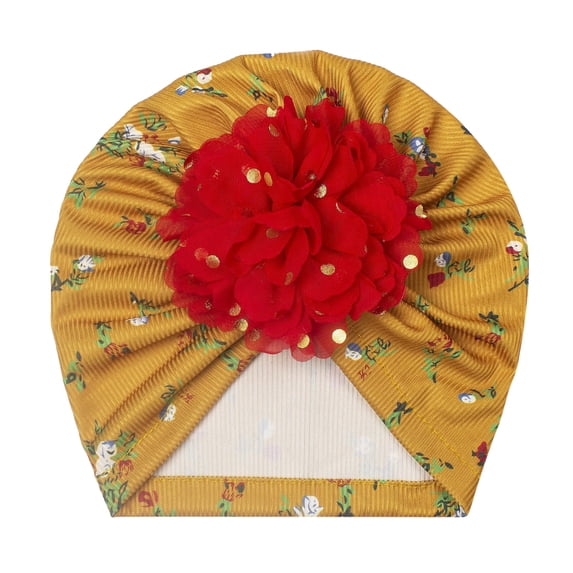 Otqutp 0 to 3Years Toddler Casual Hat Baby Hat Baby Boys Girls Ribbed Floral Flower Cap Beanie Knotted Elastics Turban Hat