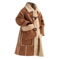thumbnail image 1 of Otqutp 1-10 Years Girl's Suede Lined Shearling Oversized Long Jacket Coat Girl's Winter Coat Windproof Jacket Warm Button Parka Jacket(A,5-6 Years), 1 of 8