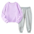 thumbnail image 1 of Otqutp 1-10 Years Girls 2 Piece Outfits Fashion Tracksuit Long Sleeve Round Neck Pullover Sweatshirt Sweatpants Jogger Set Sweatsuit(PP4,6-7 Years), 1 of 4