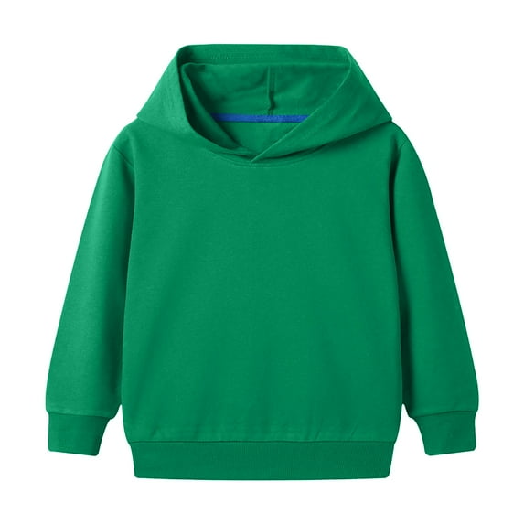 Otqutp 1-10 Years Toddler Kids Boys Girls Spring/autumn Hooded Long Sleeve Solid Color Sweatshirt Daily School Sporty Wear Tops(Green,18-24 Months)
